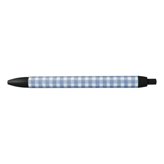 Bolígrafo De Tinta Negra Classic Blue and White Gingham Check  (Anverso)