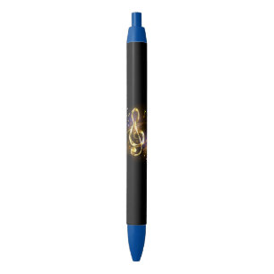 Bolígrafo De Tinta Negra Clef de sol de música de oro