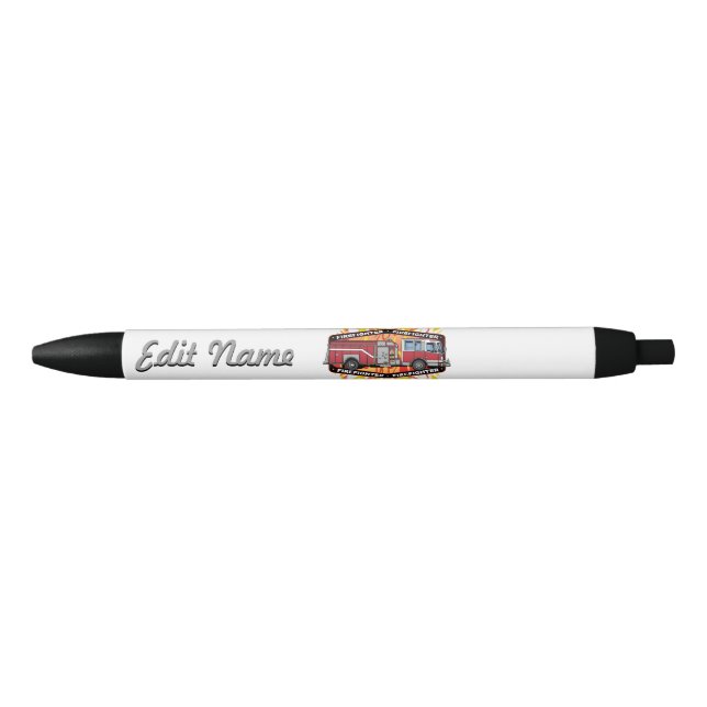Bolígrafo De Tinta Negra Coche de bomberos del bombero (Anverso)