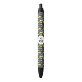Bolígrafo De Tinta Negra Coches de carreras multicolor sobre negro personal