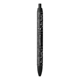 Bolígrafo De Tinta Negra Cocinero francés blanco y negro de Appetit del Bo
