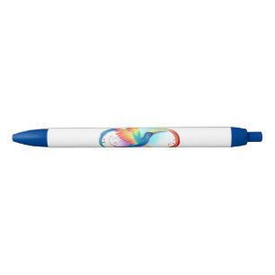 Bolígrafo De Tinta Negra Colibrí arcoiris con símbolo Infinity