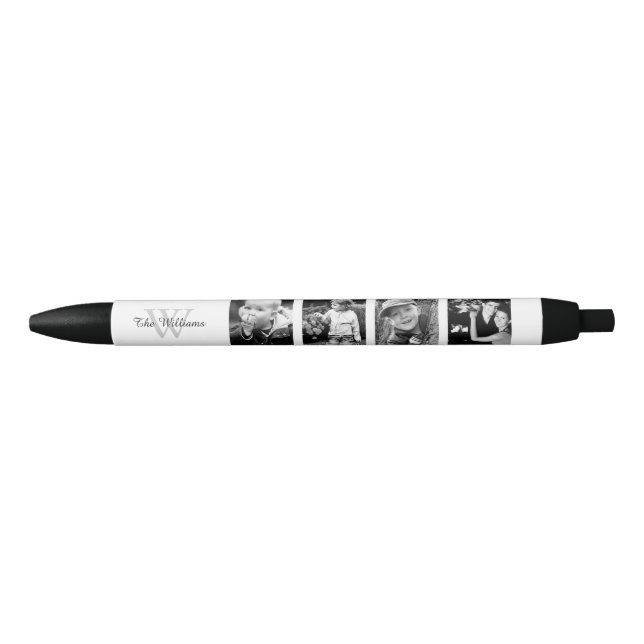 Bolígrafo De Tinta Negra Collage de fotos familiar personalizado (Anverso)