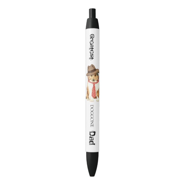Bolígrafo De Tinta Negra Collie Dad (Frente vertical)