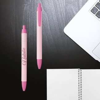 Bolígrafo De Tinta Negra Color sólido del rosa en colores pastel con