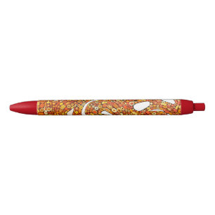 Bolígrafo De Tinta Negra Colores de los 70 Rojo Naranja Amarillo Diseño Abs