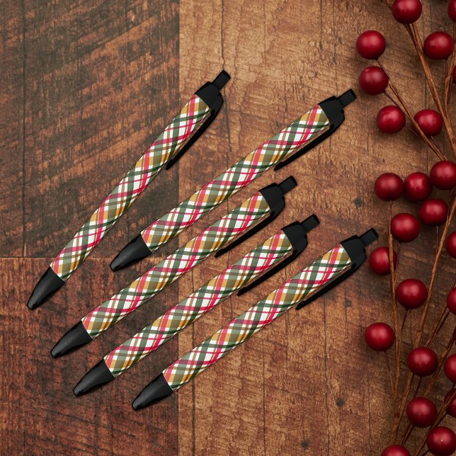 Bolígrafo De Tinta Negra Colores de navidades colocados (Christmas colors plaid design. Bringing traditional Christmas atmosphere into your celebration.
)