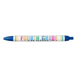 Bolígrafo De Tinta Negra Colorful Fourth Grade Teacher Pen with Custom Name