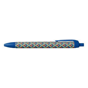 Bolígrafo De Tinta Negra Colorido patrón de Moda Bargello Embroidery Boho