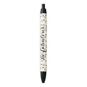 Bolígrafo De Tinta Negra Confeti negro del oro fabuloso