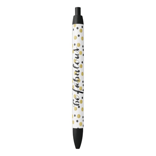Bolígrafo De Tinta Negra Confeti negro del oro fabuloso (Frente vertical)