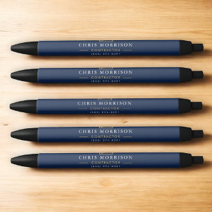 Bolígrafo De Tinta Negra Construcción de Edificios Navy Azul Oro