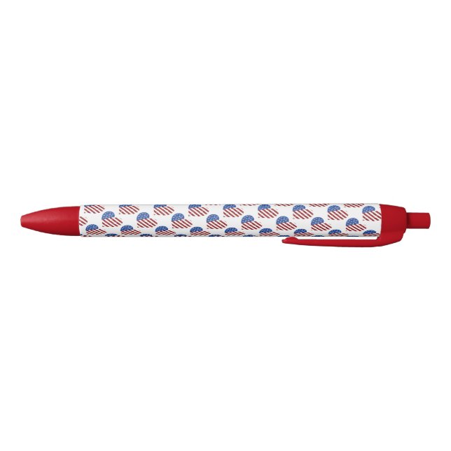 Bolígrafo De Tinta Negra Corazón de pluma/rojo, blanco y azul (Parte de abajo)