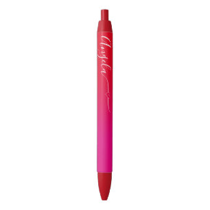 Bolígrafo De Tinta Negra Corazón Ombre Rosa y Rojo Firma Personalizada