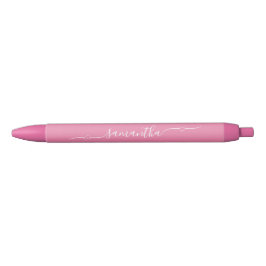 Bolígrafo De Tinta Negra Corazón Rosa y Blanco con Floritura Firma Nombre