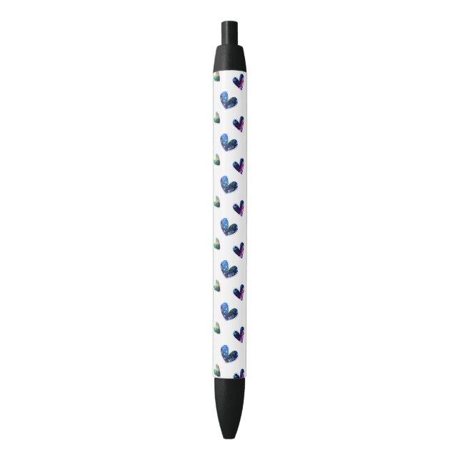 Bolígrafo De Tinta Negra Corazones espaciales (Frente vertical)