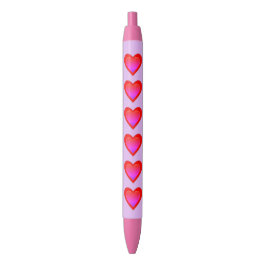 Bolígrafo De Tinta Negra Corazones rojas violetas 4 Kimberly