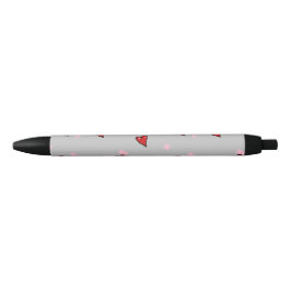 Bolígrafo De Tinta Negra Corazones rojos en gris