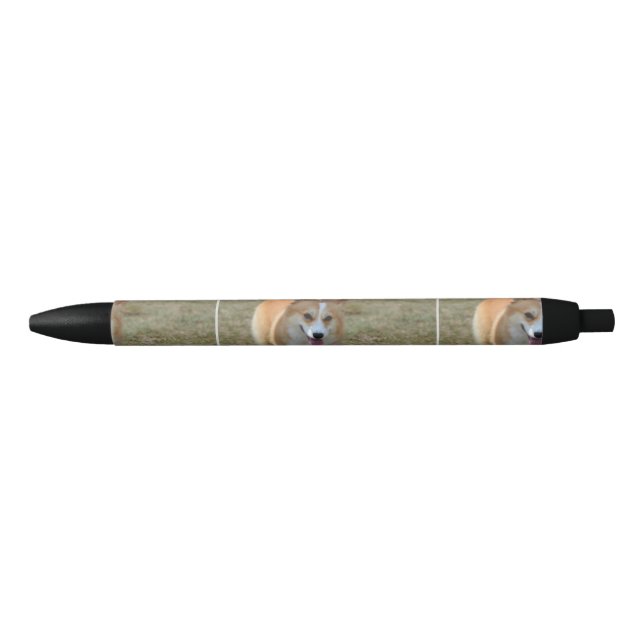 Bolígrafo De Tinta Negra Corgi feliz (Anverso)