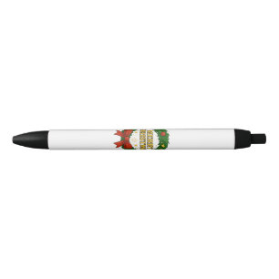 Bolígrafo De Tinta Negra Corona de Navidad dorada – Festiva Rojo Verde Dora