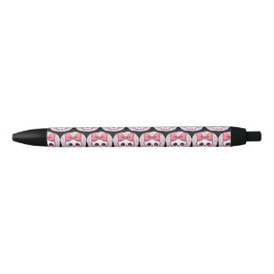 Bolígrafo De Tinta Negra Cráneo de Goth Pastel con Lazo