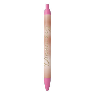 Bolígrafo De Tinta Negra Creamy Peach Rosa Rubor Gold Dream Purpurina