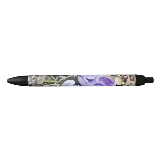 Bolígrafo De Tinta Negra Crocus Floral Pen (Anverso)