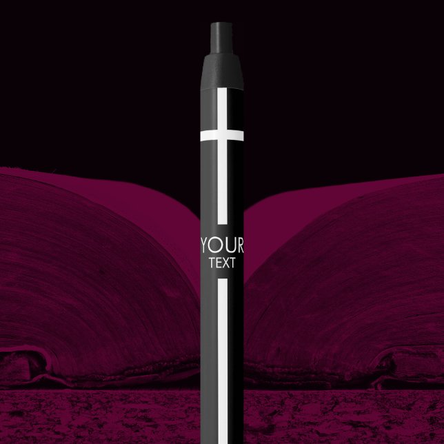 Bolígrafo De Tinta Negra Cruz blanca simple en negro (Subido por el creador)