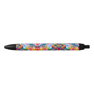 Bolígrafo De Tinta Negra Cuadrados abstractos coloridos lindos