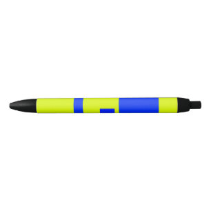 Bolígrafo De Tinta Negra Cuadrados amarillo y azul