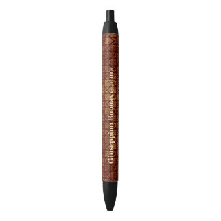 Bolígrafo De Tinta Negra Cuadrados rojos y nombre oxidados del