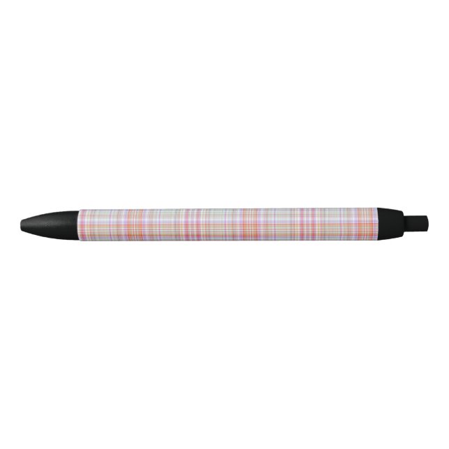 Bolígrafo De Tinta Negra Cuadro de Plaid Geométrico Rosa y Verde (Anverso)
