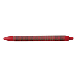 Bolígrafo De Tinta Negra Cuadro Escocés Rojo Clásico
