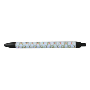 Bolígrafo De Tinta Negra Cuerno francés navideño elegante azul claro