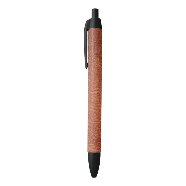 Bolígrafo De Tinta Negra Cuero marrón (Parte superior (vertical))