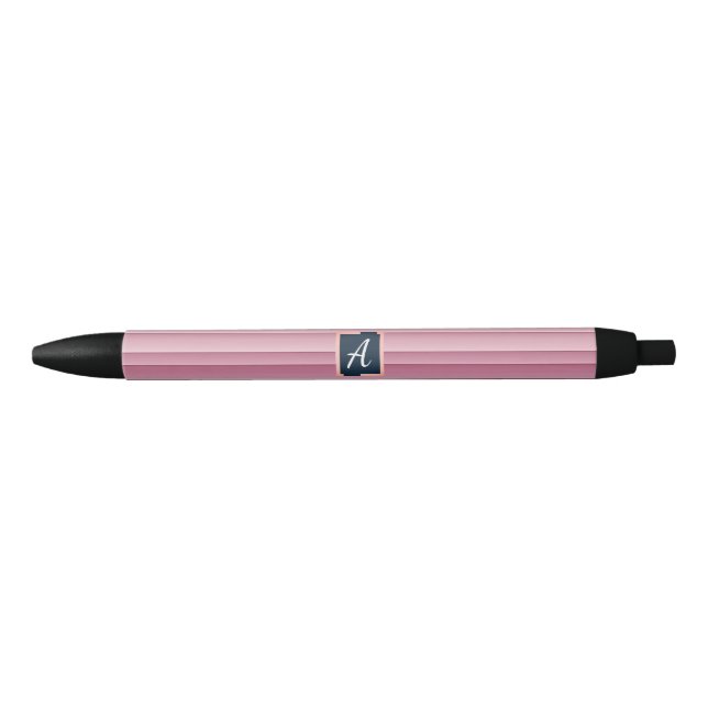 Bolígrafo De Tinta Negra Custom Monogram Pink Gradient Vertical  (Anverso)