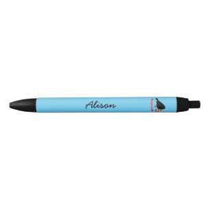 Bolígrafo De Tinta Negra Cute Blackbird Con Un Nombre Personalizado De La B