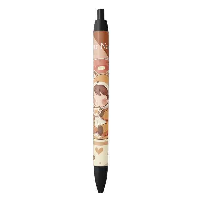 Bolígrafo De Tinta Negra Cute Chibi Fox Custom Reading Pen (Frente vertical)