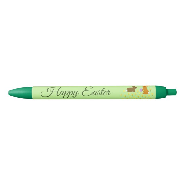 Bolígrafo De Tinta Negra Cute Easter Bunnies and Daffodils Personalizado (Anverso)