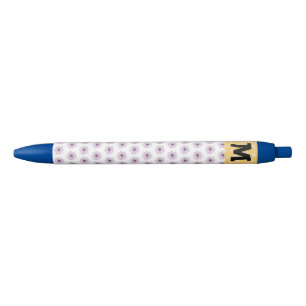Bolígrafo De Tinta Negra Cute Floral Boho morado y blanco