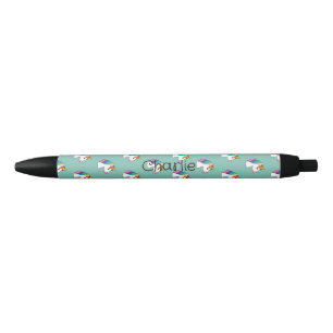 Bolígrafo De Tinta Negra Cute mágico Unicornio con pelo colorido   Personal
