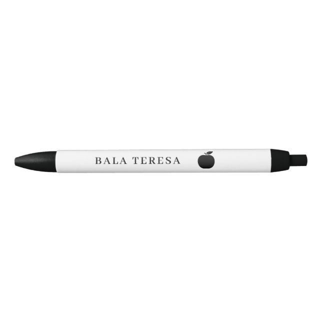 Bolígrafo De Tinta Negra Cute Modern Teacher Apple Design (Anverso)