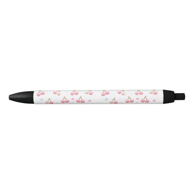 Bolígrafo De Tinta Negra Cute Pastel Pink Cherry Pattern Ink Pen (Anverso)