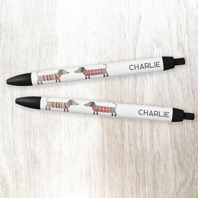 Bolígrafo De Tinta Negra Dachshund Sausage Dog Personalizado (Subido por el creador)
