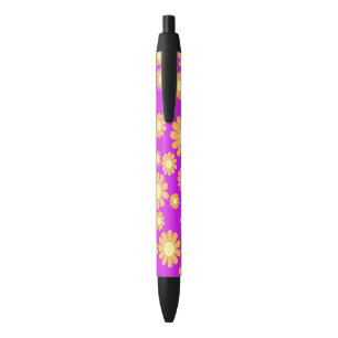 Bolígrafo De Tinta Negra Daisy Naranja Magenta