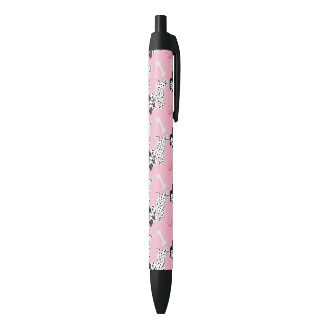 Bolígrafo De Tinta Negra Dalmatians Puppies Black Spots Pink Toy Ball White (Parte inferior (Vertical))