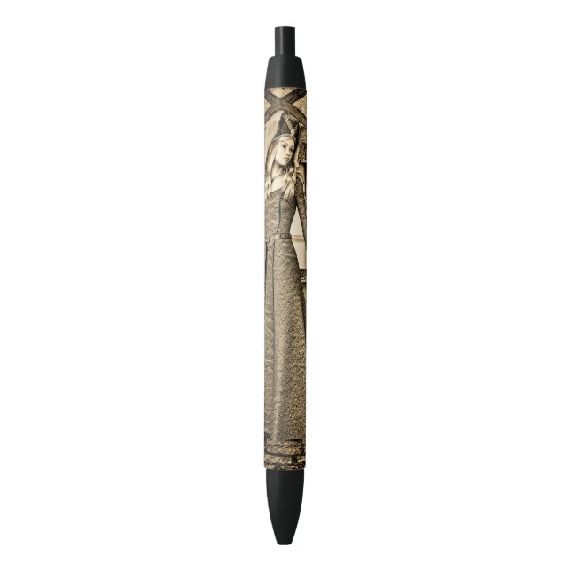 Bolígrafo De Tinta Negra Dama Medieval (Frente vertical)