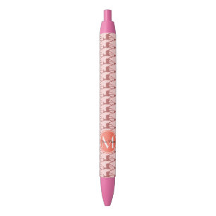 Bolígrafo De Tinta Negra Deer de salmón rosa monogramado, nombre personaliz
