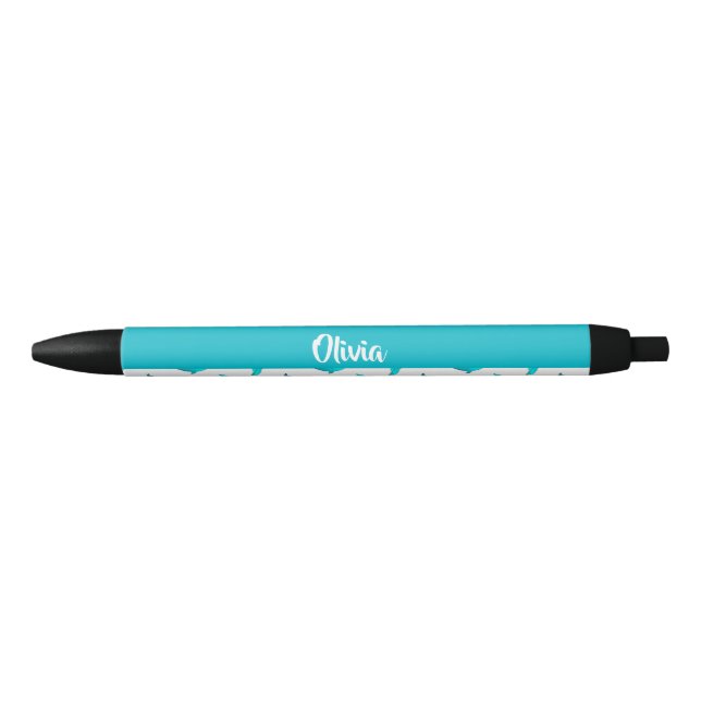 Bolígrafo De Tinta Negra delfines azules sobre blancos (Anverso)