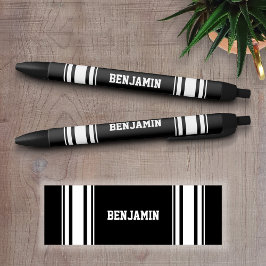 Bolígrafo De Tinta Negra Deportes Jersey Black and White Stripes Personaliz